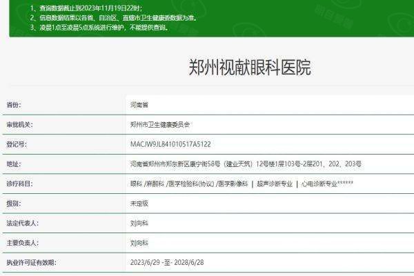 郑州视献眼科医院资质