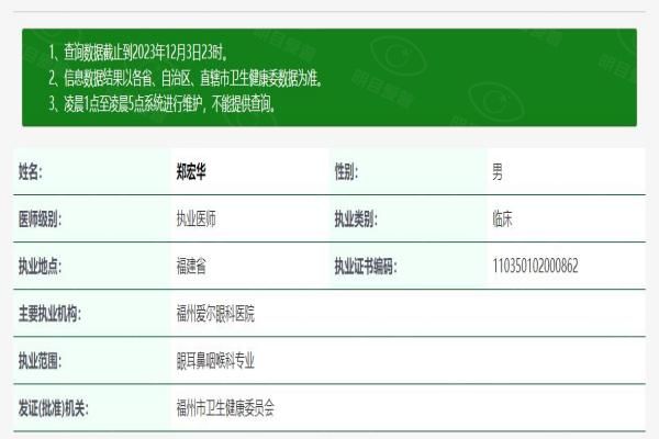 福州爱尔眼科医院郑宏华医生www.web508.com