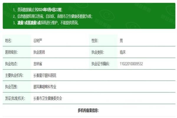 白城爱尔眼科医院谷树严医生web508.com